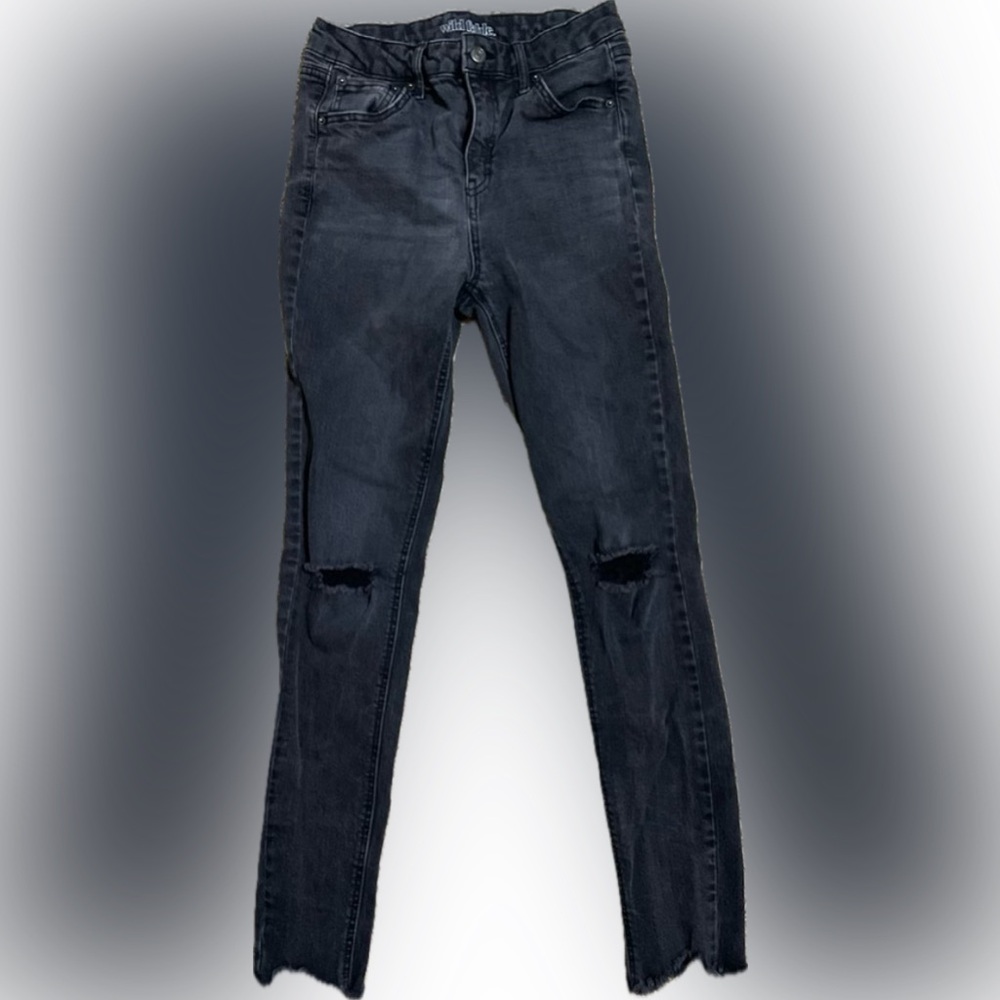 Wild Fable Black/Grey Jeans Ripped Knees High Rise